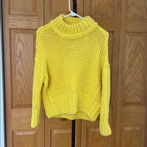 Free People Vibrant Yellow Turtleneck Sweater